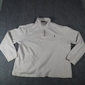 Polo Ralph Lauren Mens XXL Beige Quarter Zip Pullover‎ Shirt Pony Logo